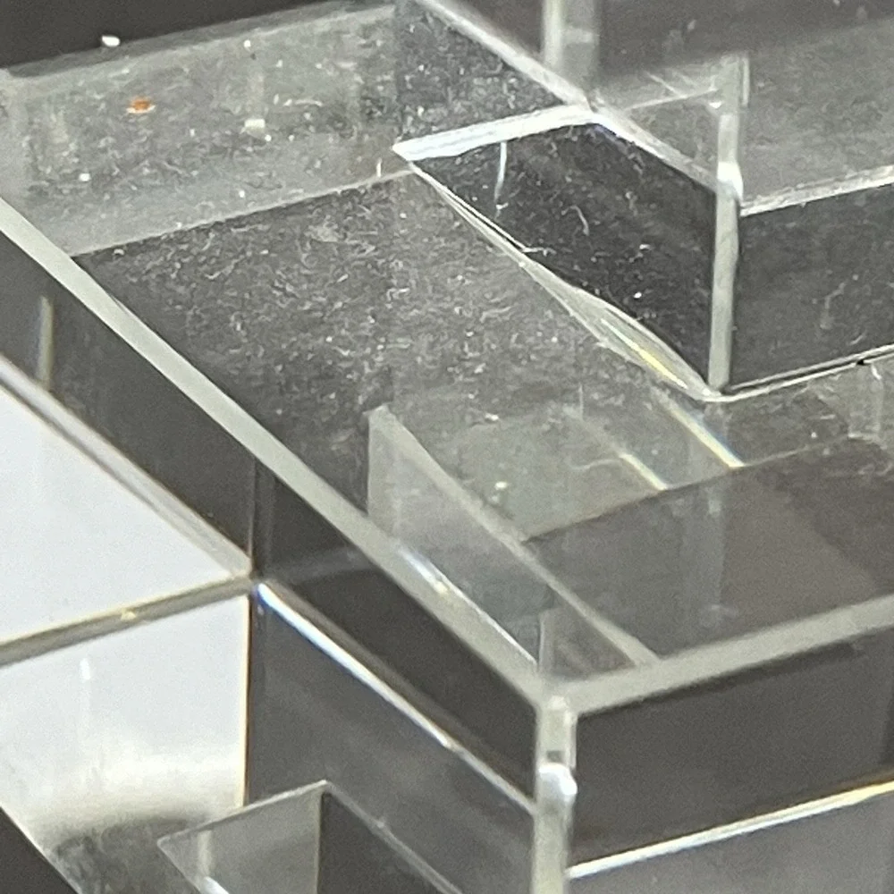 2 - Modern Glass Taper & Tealight Candle Holders /Square Block Contemporary/Flaw